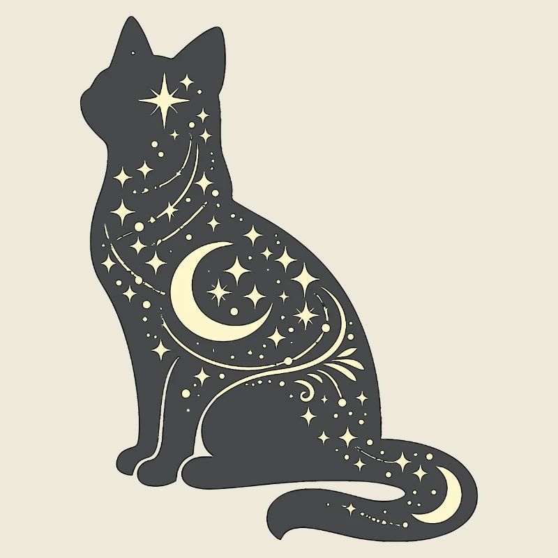 Silhouette du chat de l’étoile de lune