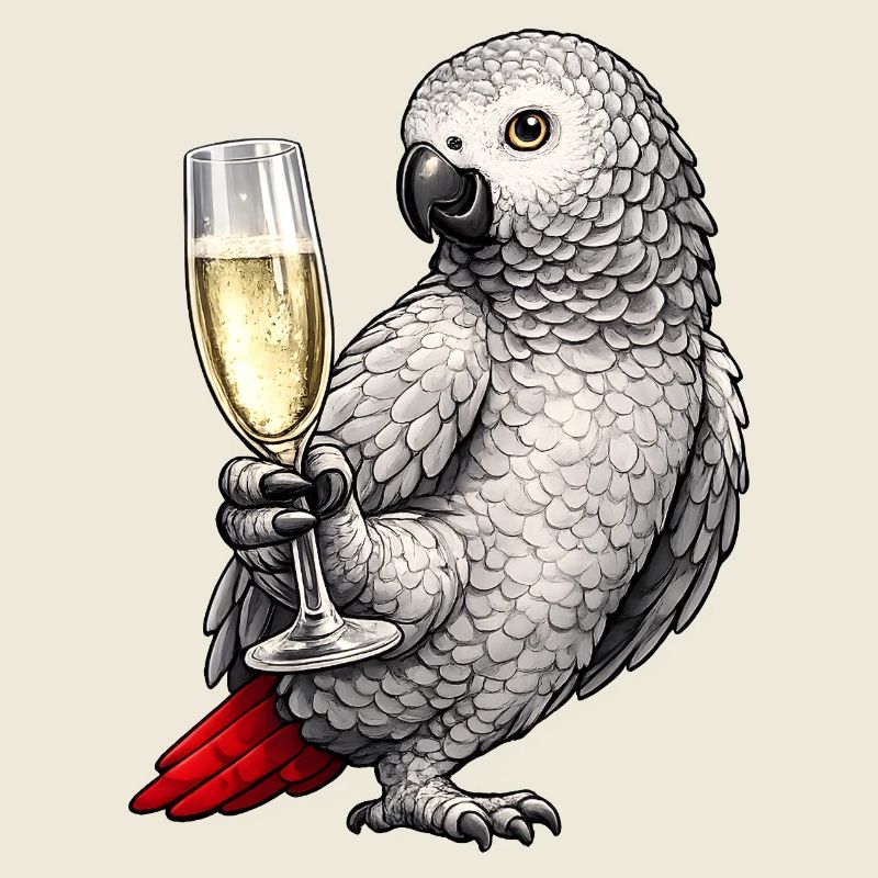 Vin pétillant perroquet gris d’Afrique