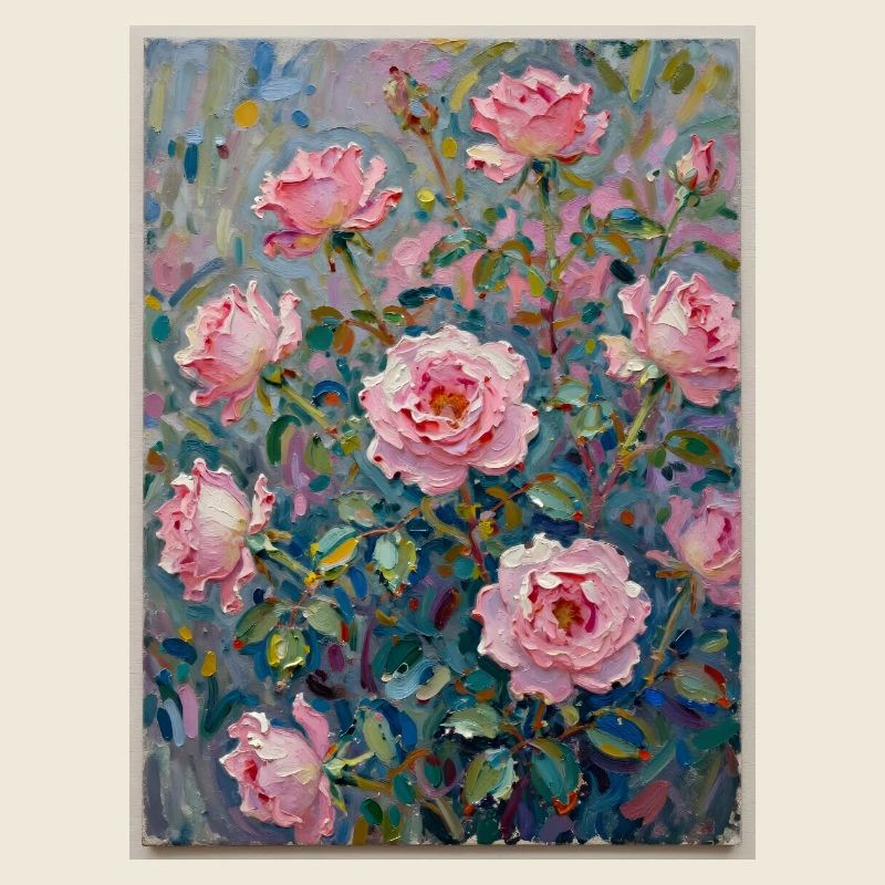 Rosen-Impasto im Farbenspiel