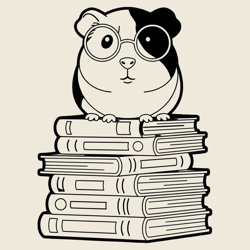 Meerschweinchen Bücher Nerd Kontur
