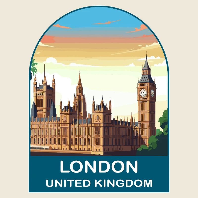 London Skyline UK Big Ben Reiseillustration