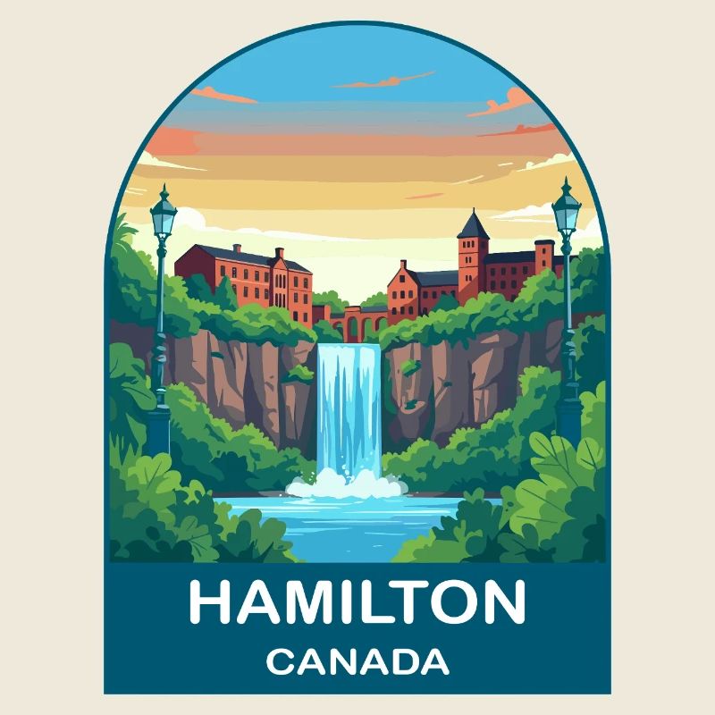 Hamilton Canada Wasserfall City Reiseplakat