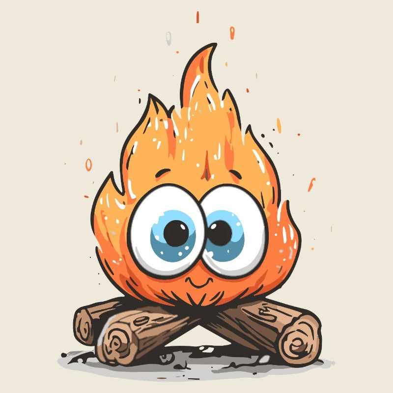 Campfire flame with googly eyes