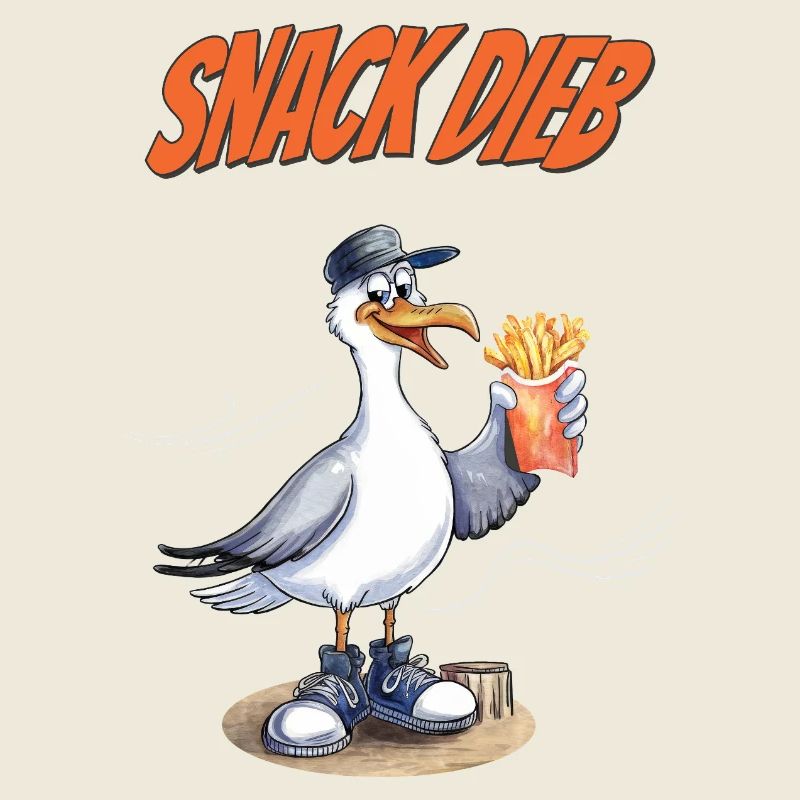 Snack Dieb Möwe Lustiger Pommes Spruch
