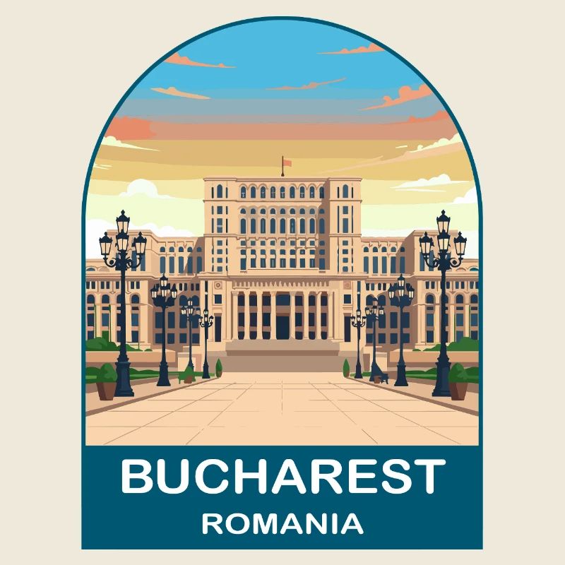 Affiche de voyage vintage de Bucarest Roumanie