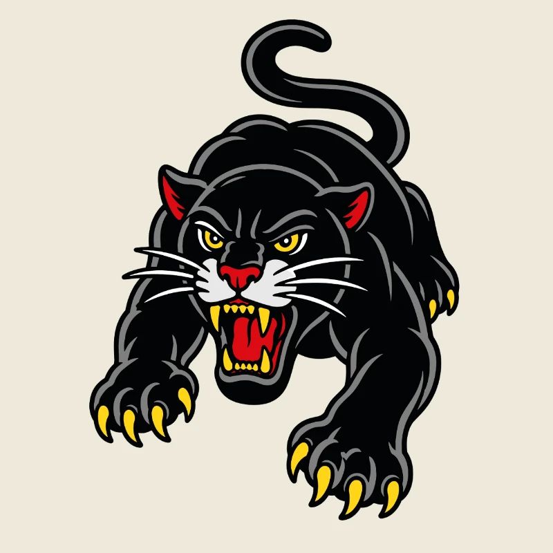 Leaping panther wild tattoo style