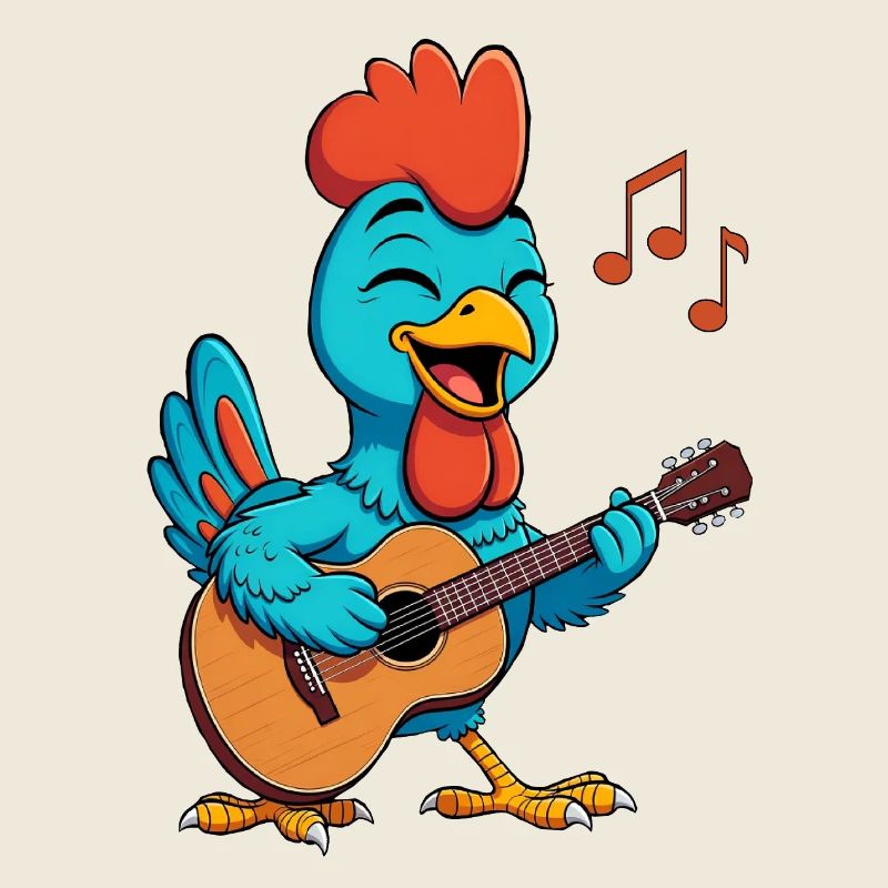 Poulet jouant de la guitare