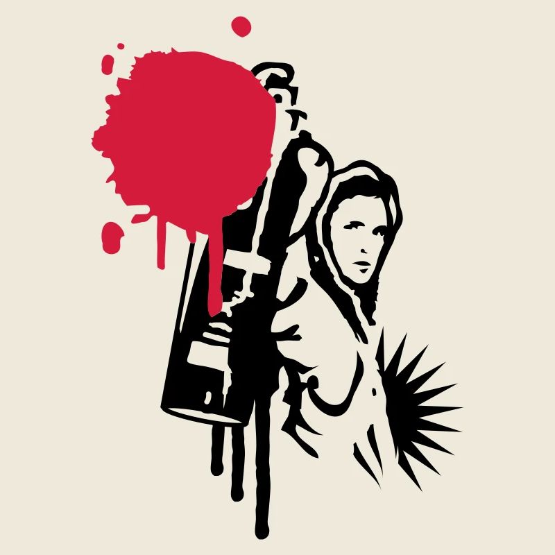 Graffiti sprayer mit Sprühdose im Graffiti Stil