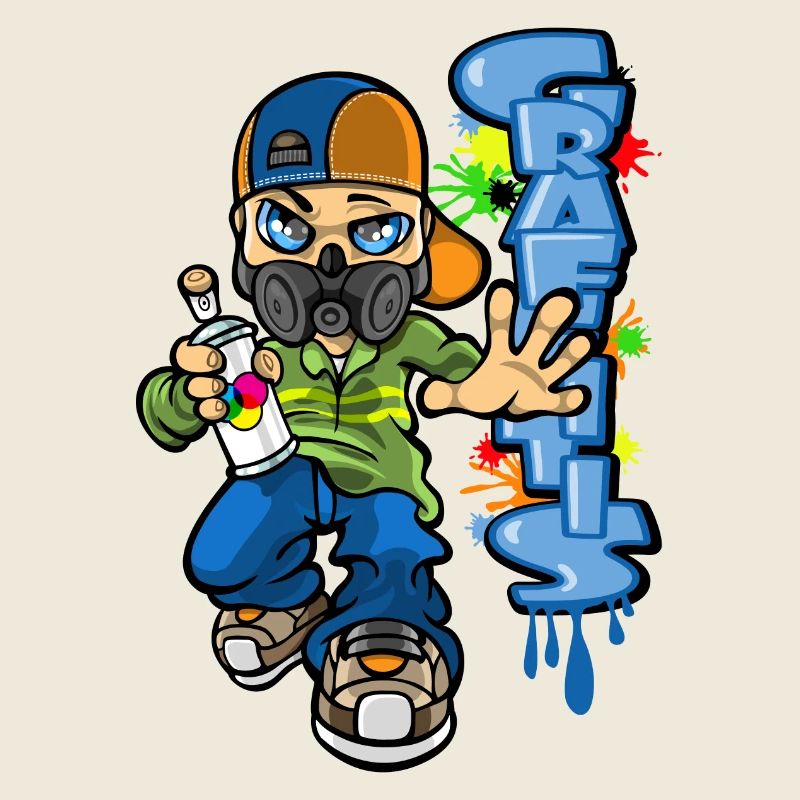 B-boy and graffiti