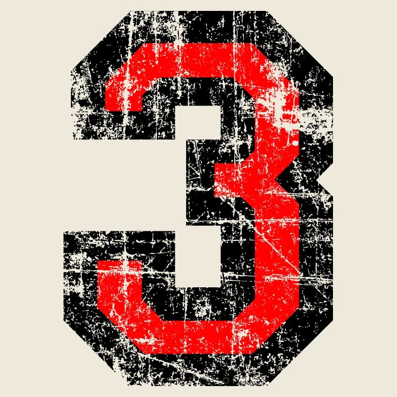 Zahl 3 (Vintage Rot) 3. Geburtstag Nr. 3