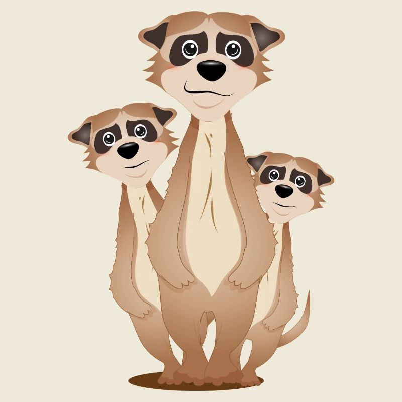 Groupe de suricates drôles avec facteur câlin