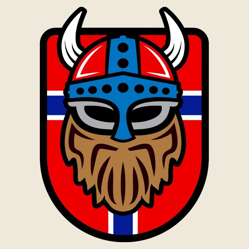 Cooler Wikinger Logo mit Norwegischer Flagge