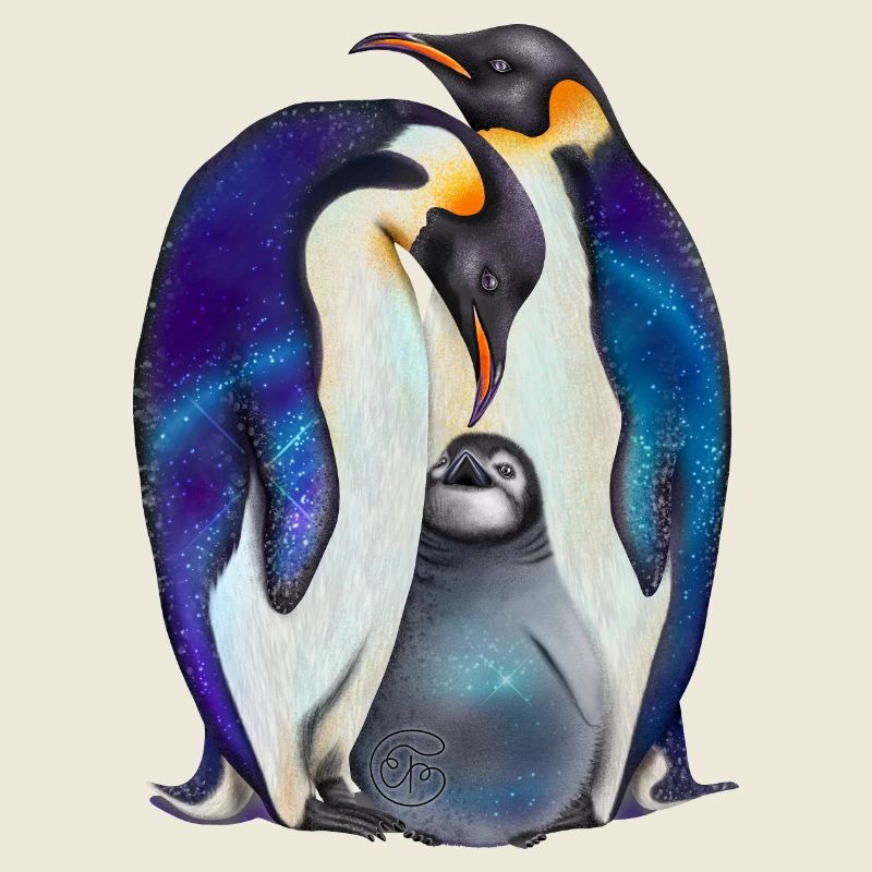 Süße Pinguine mit Sternenhimmel