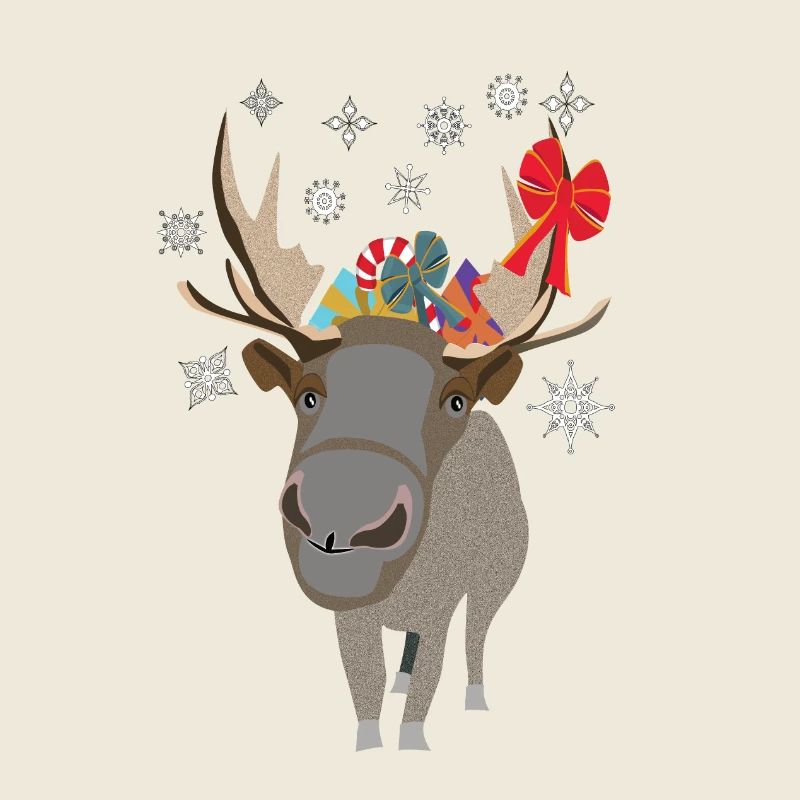 Winterrentier mit Geschenken
