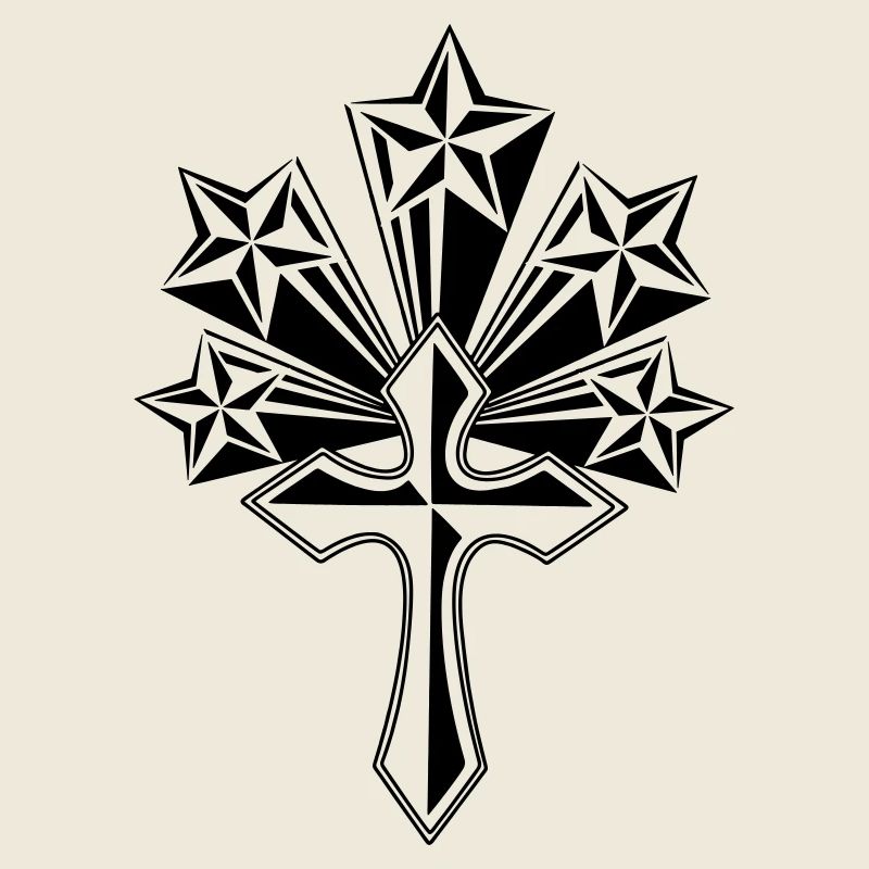 Croix avec cinq étoiles transparentes