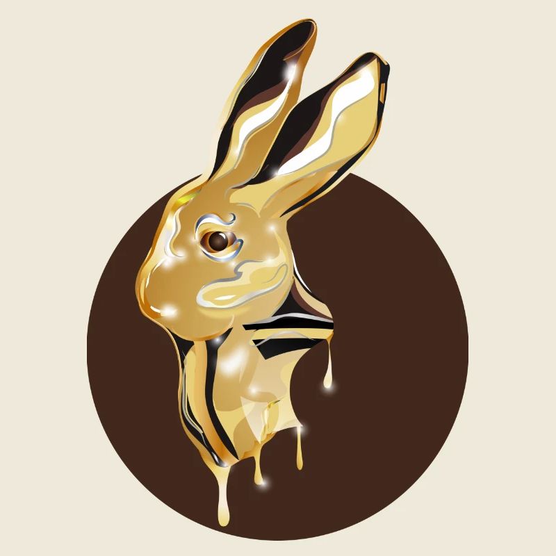 Tête de lapin dorée au look brillant