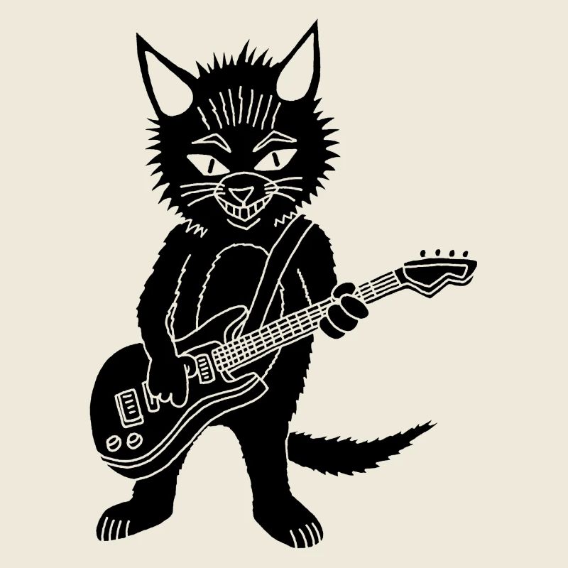 Chat noir guitariste