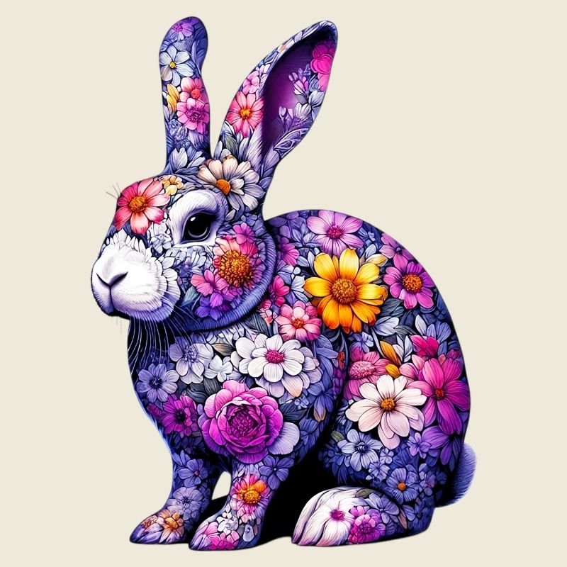 Hase mit Blumen geschmückt