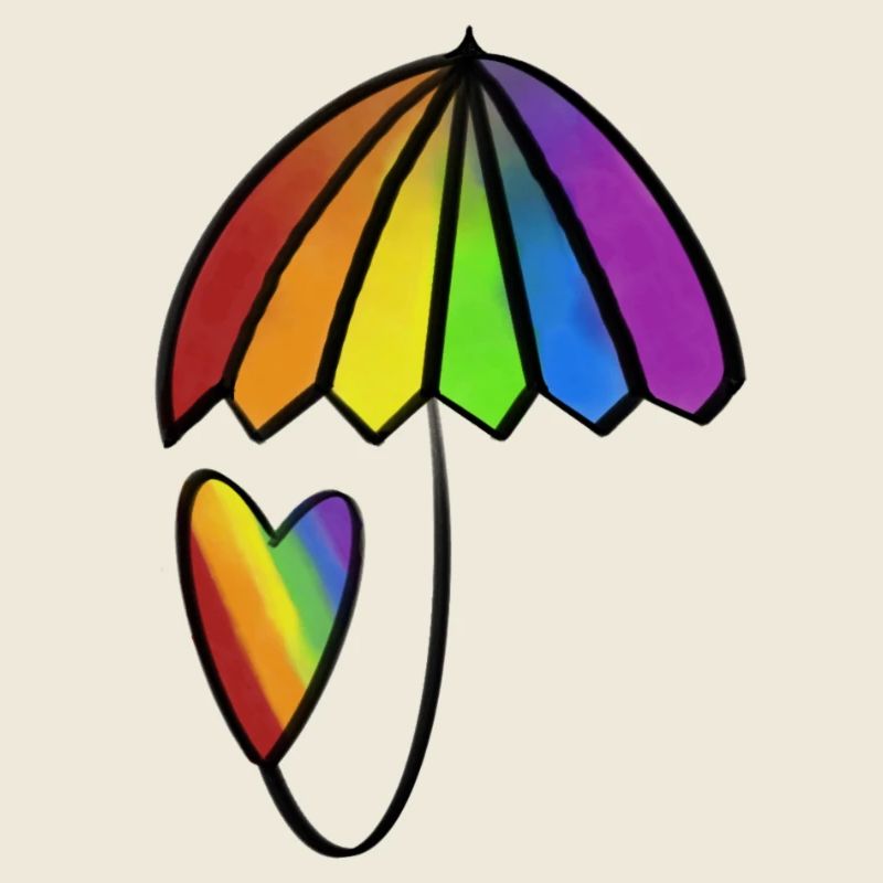 Regenbogen Herz mit Schirm