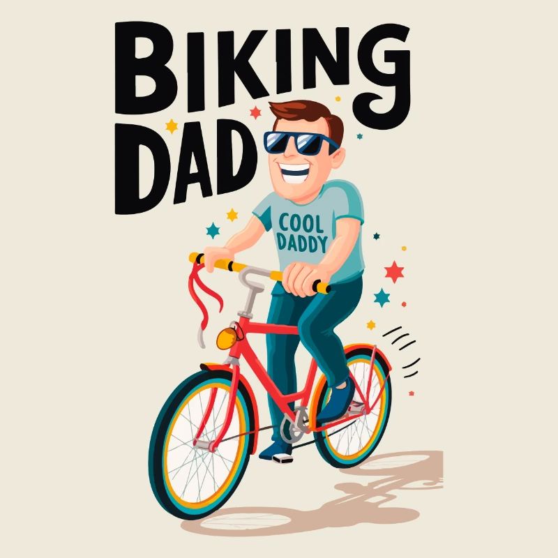 Biking Dad Cool Daddy Illustration