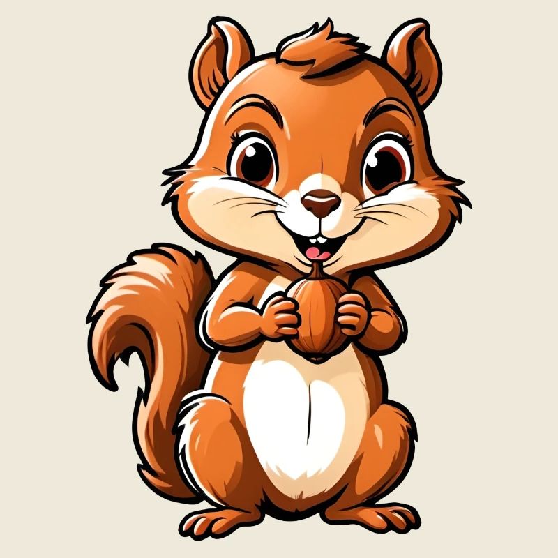Niedliches Cartoon-Eichhörnchen mit Eichel
