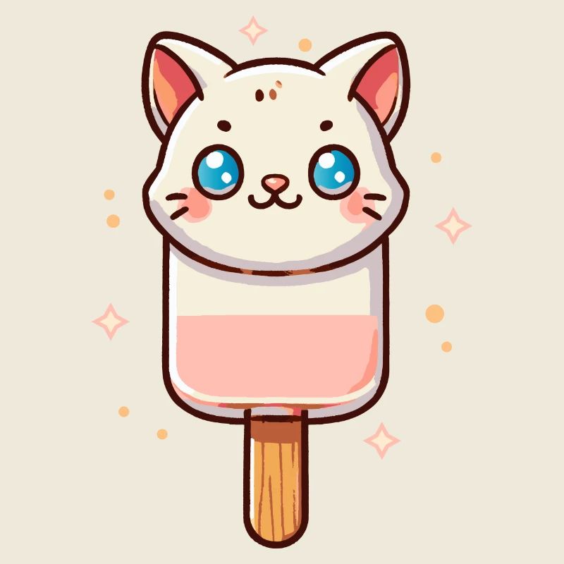 Motif de glace chat mignon pour l’été