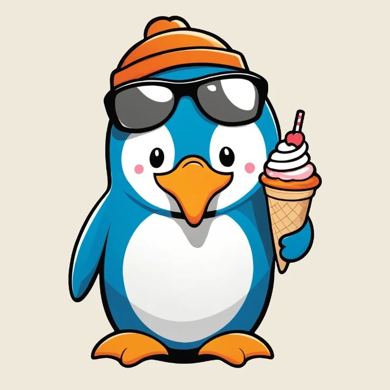 Lässiger Pinguin mit Eis – Lustiges Sommermotiv