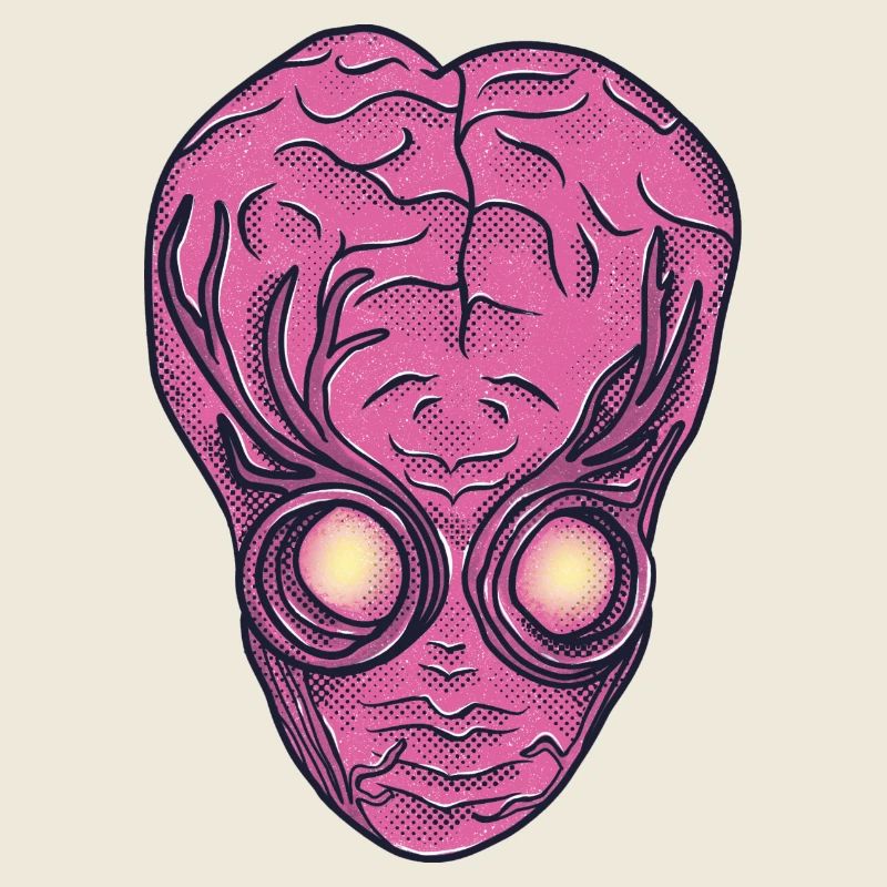Pink Alien Face Pop Art