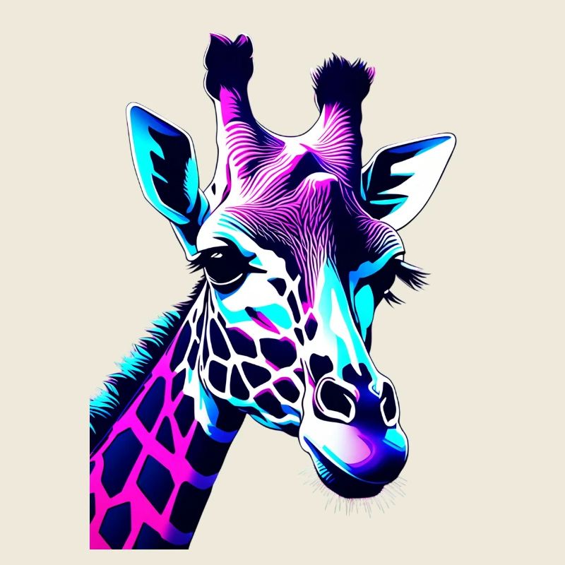 Girafe aux couleurs néon