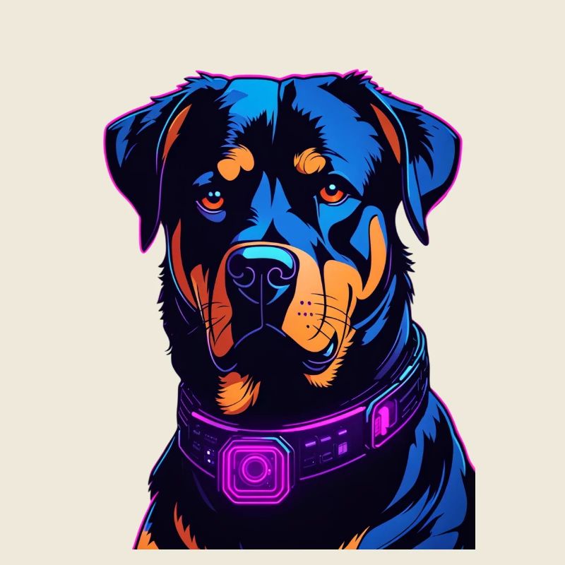 Néon Rottweiler Art Numérique