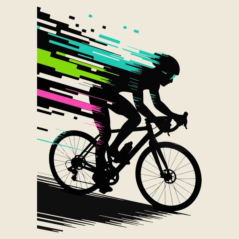 Glitch Pixel Cyclist – Digital Speed Art