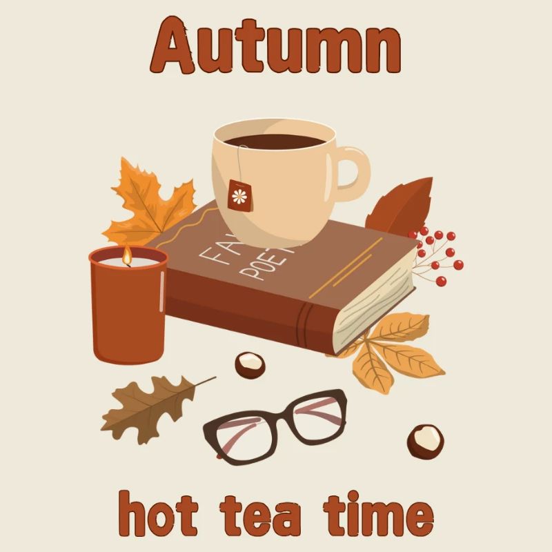 Herbst Heißer Tee Zeit Illustration