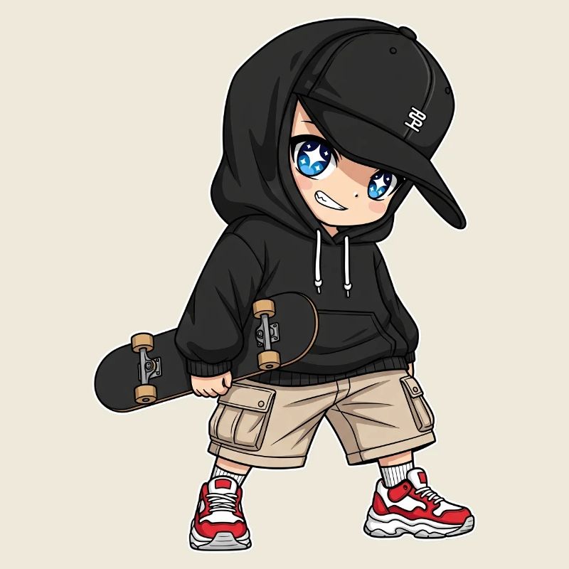 Conception de dessin animé de skateboarder urbain