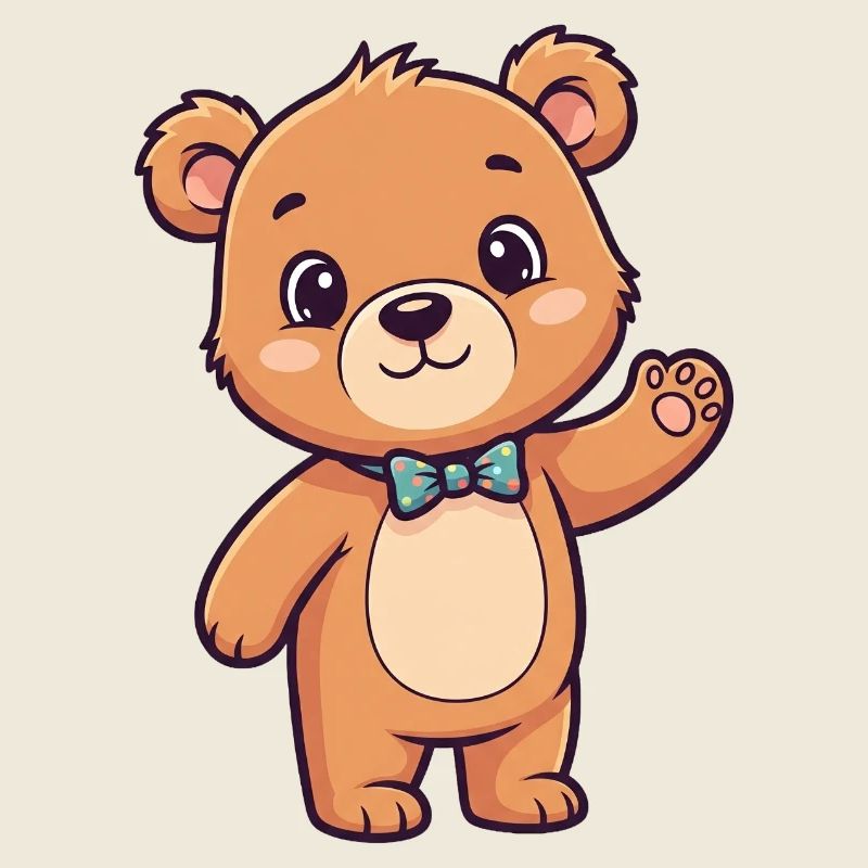 Cute bear head with bow