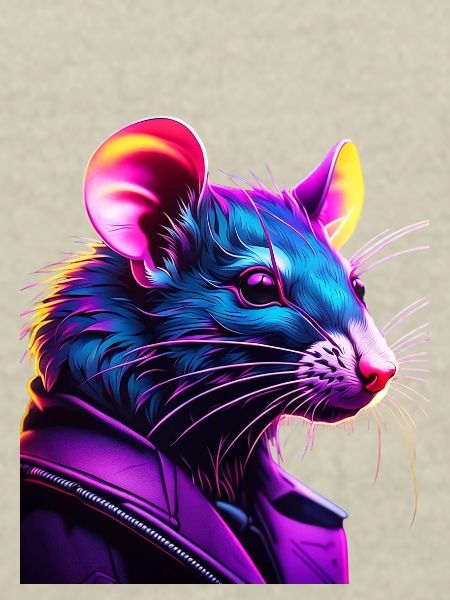 Neon Ratte im Lederjacke