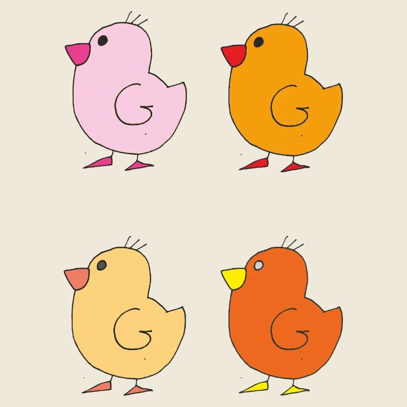 Illustrations colorées de canetons