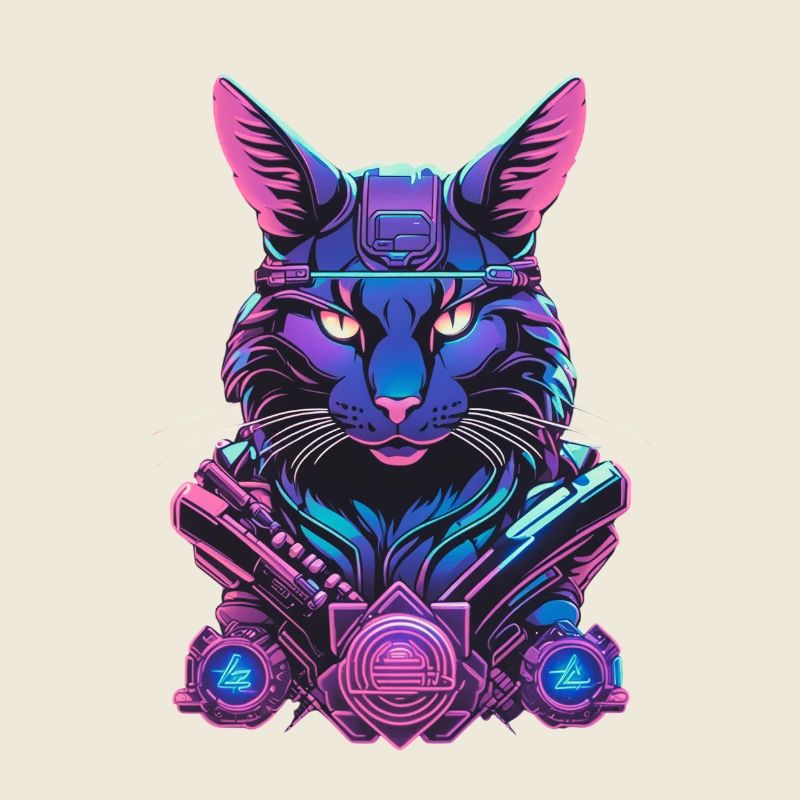 Cyberkatze mit futuristischem Design