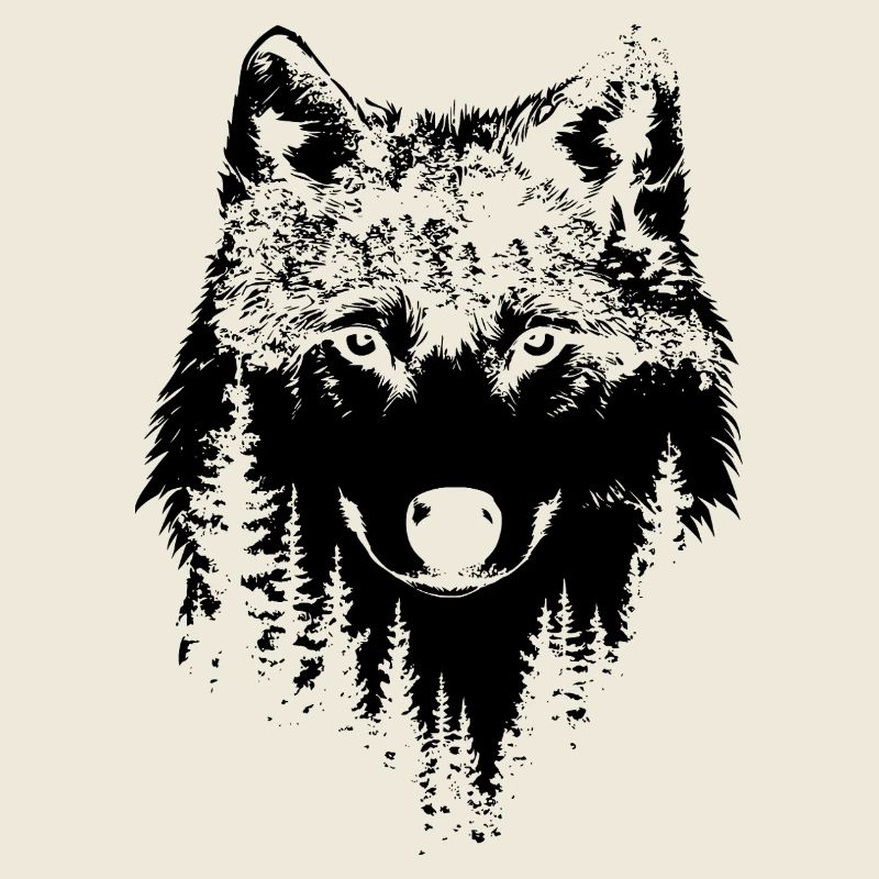 Silhouette de forêt de loups