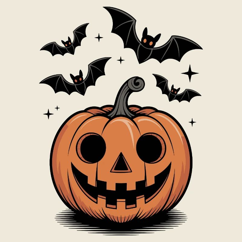 Scary pumpkin head with laughing face