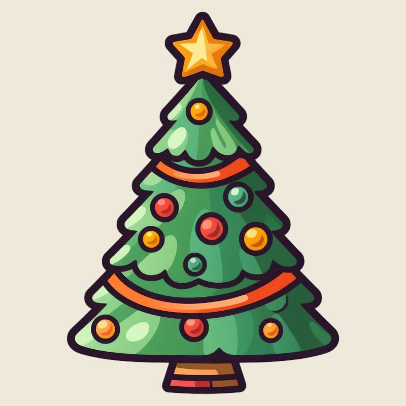 Festive Christmas Tree Cartoon Design