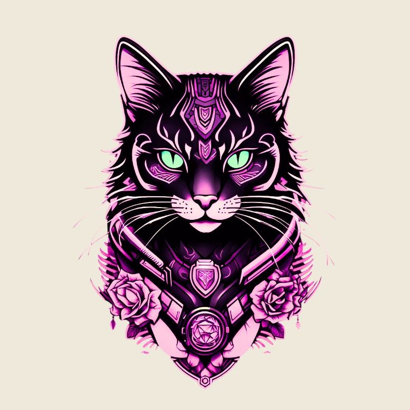 Futuristic Cat Portrait Print
