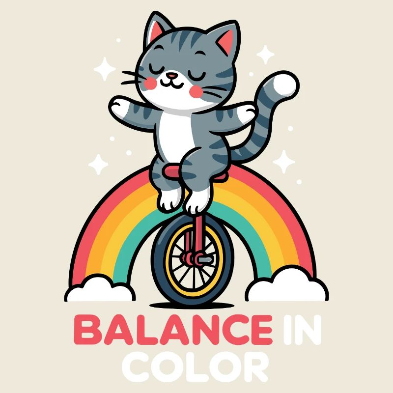 Équilibre du chat sur arc-en-ciel