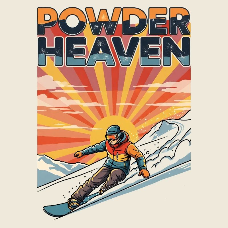 Snowboard Powder Heaven Retro Deep Snow