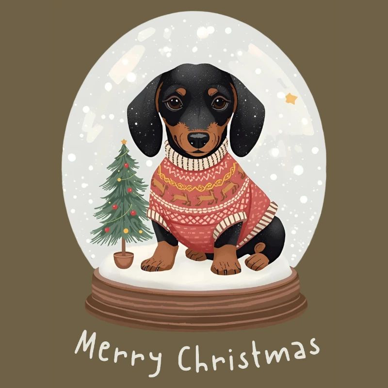 Teckel mignon dans une boule à neige – Joyeux cadeau de Noël