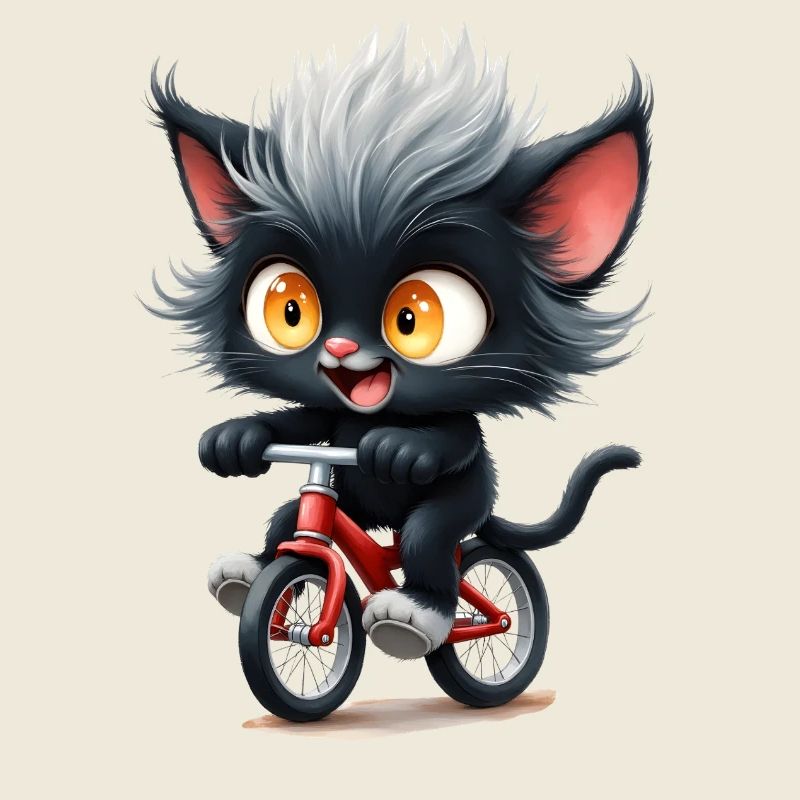 Chaton cycliste sur vélo rouge