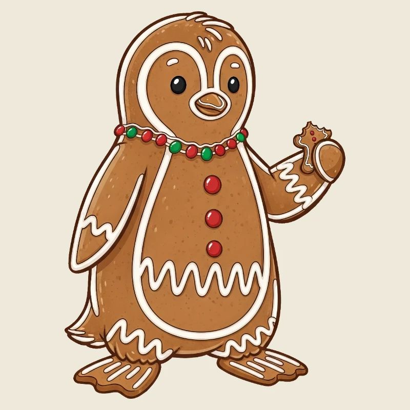 Süßer Weihnachts Pinguin Lebkuchenmann Cartoon Süß