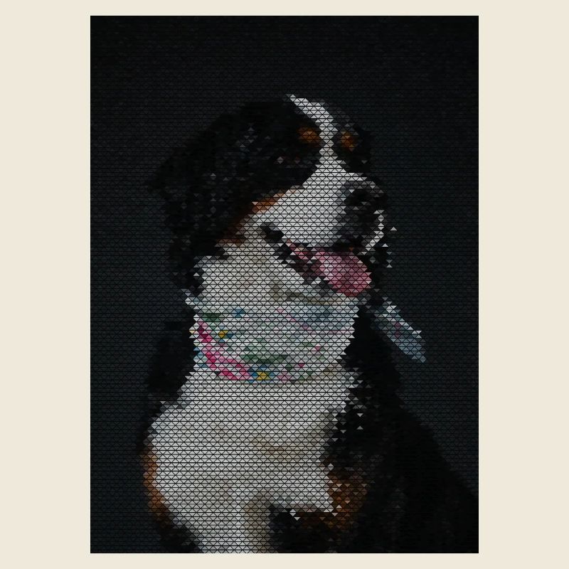 Mosaic Dog with Colorful Necklace