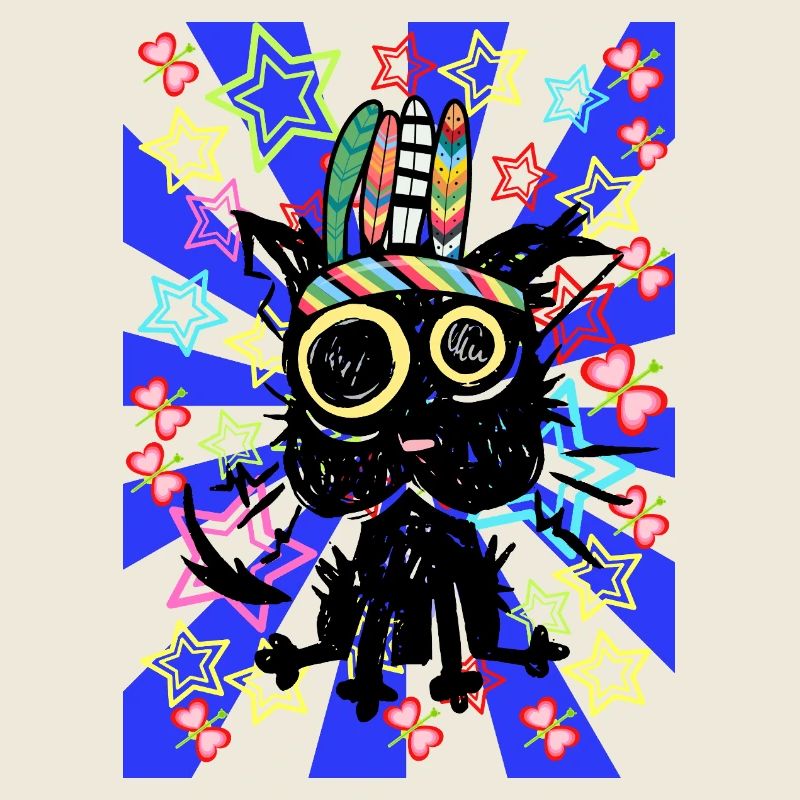 Katze Retro Kinder Hippie