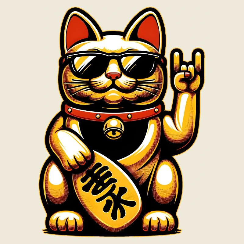 Metal-Neko – Chat Maneki Neko à bascule