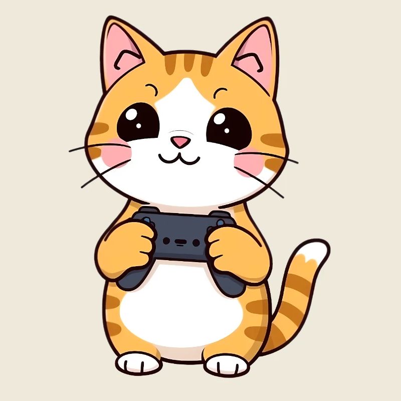 Gaming Cat with Controller